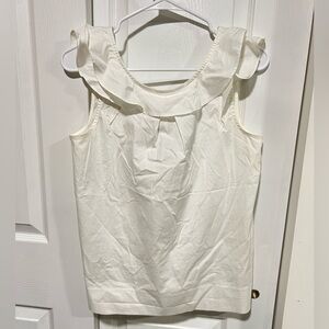 J Crew Sleeveless White Ruffle Shell Top